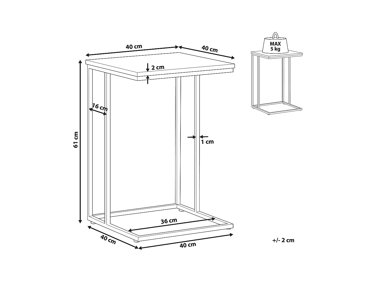Mesa auxiliar TROY Gris pardo