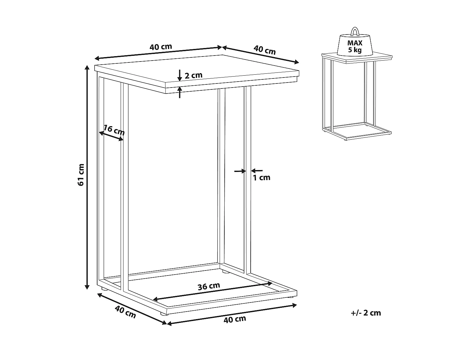Mesa de apoio TROY Taupe