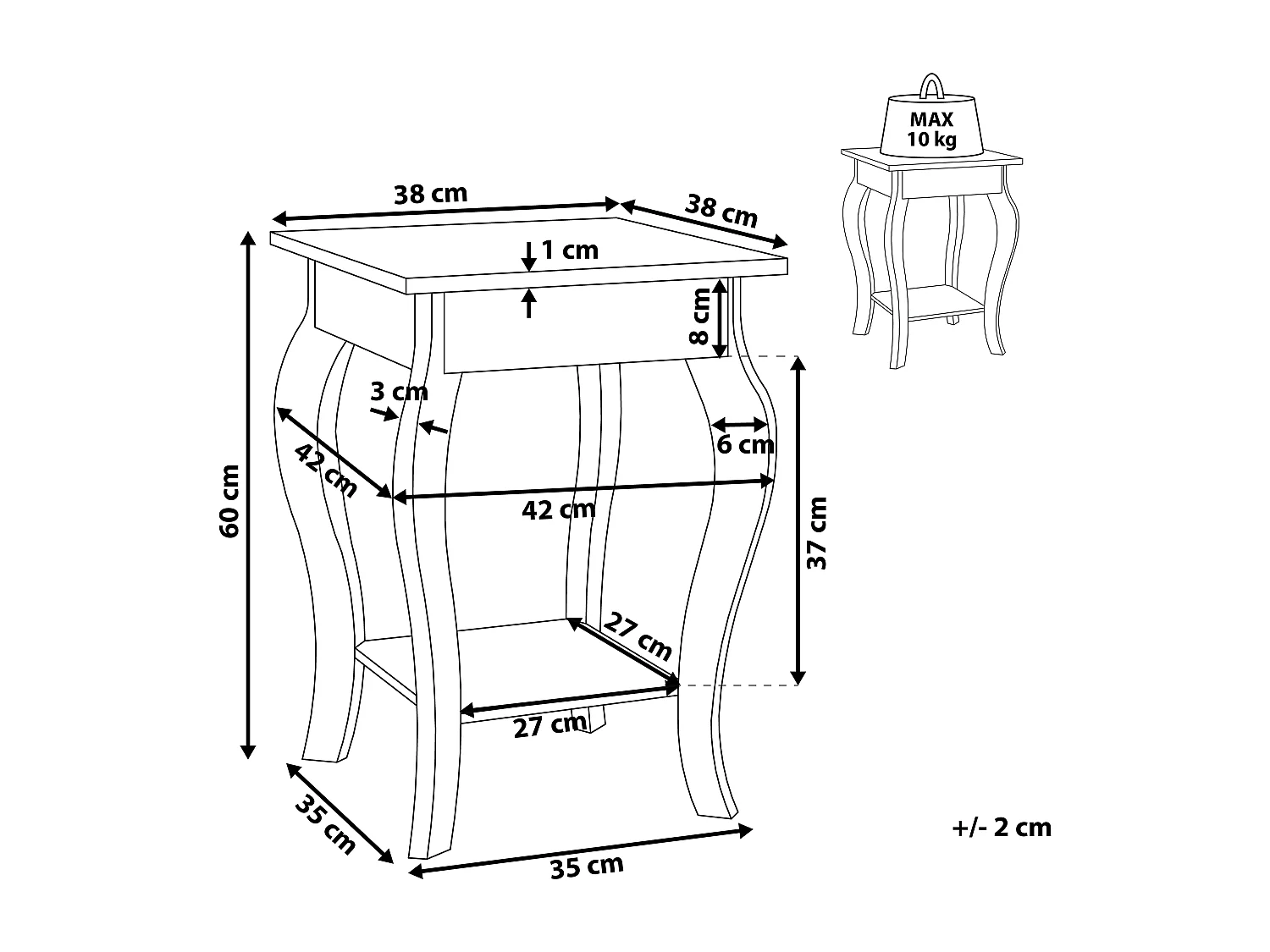 Bijzettafel AVON Wit