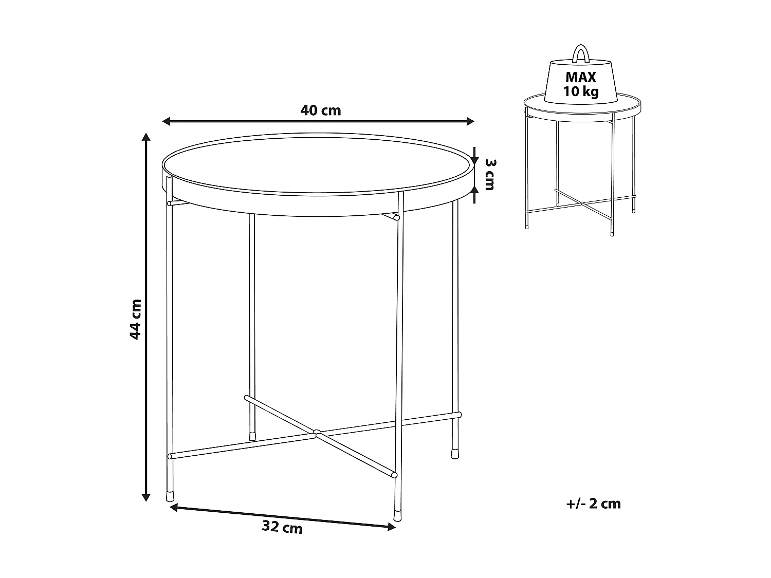 Mesa auxiliar LUCEA Vidrio templado Plateado