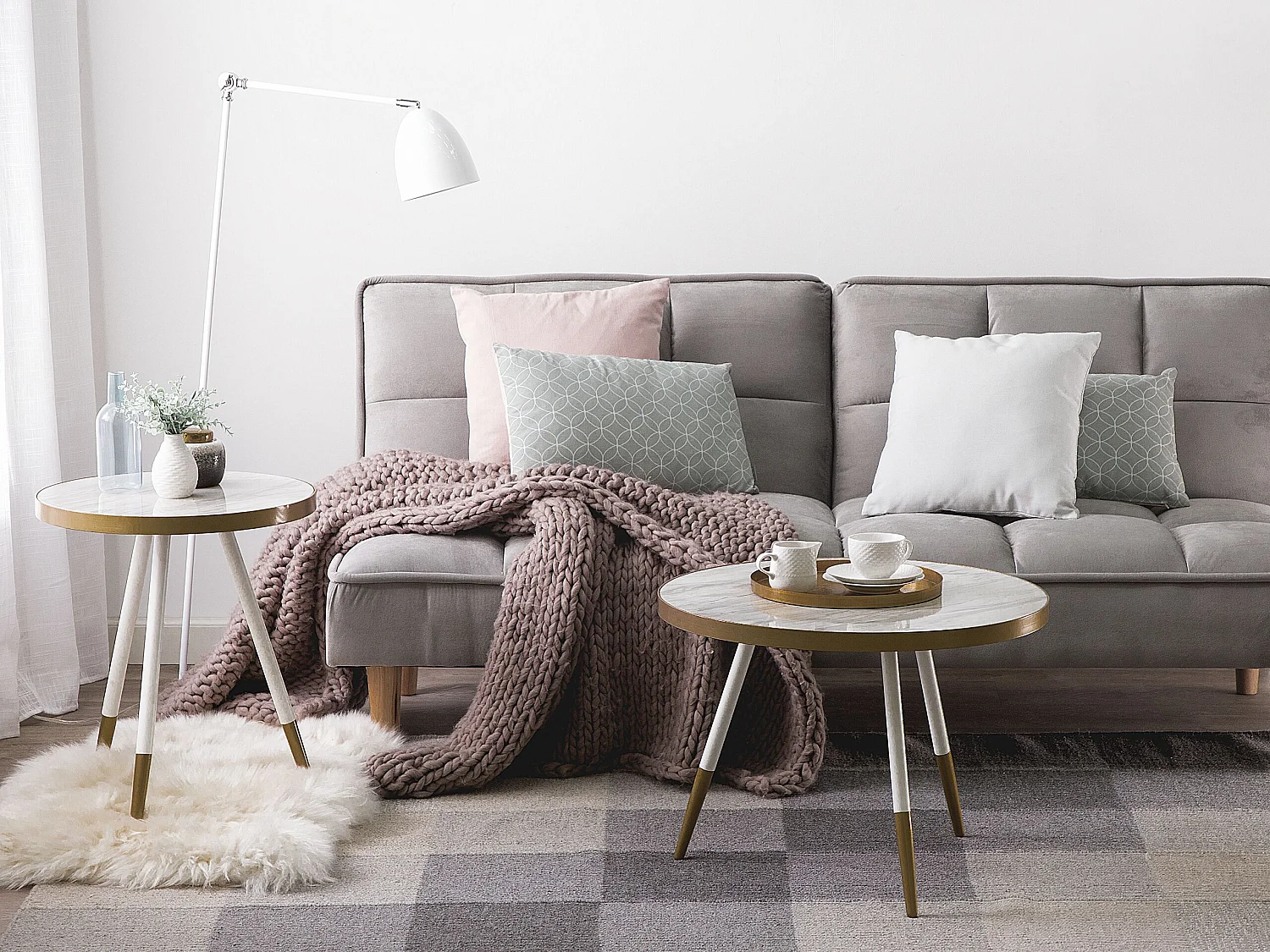 Table d'appoint RAMONA Marbre blanc