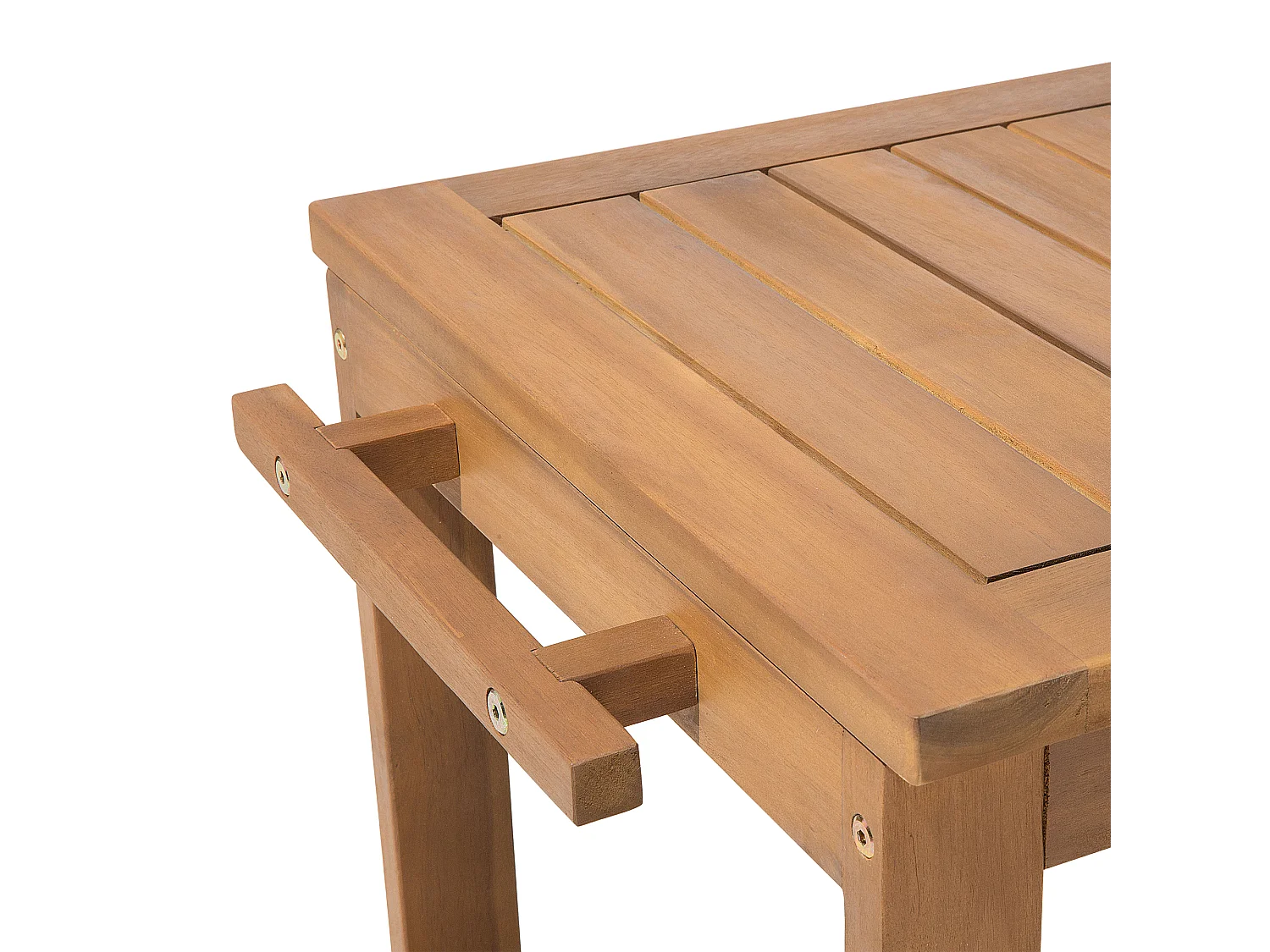 Küchenwagen 2 Etagen Akazienholz hellbraun rollbar mit 3 Getränkehaltern Sassari