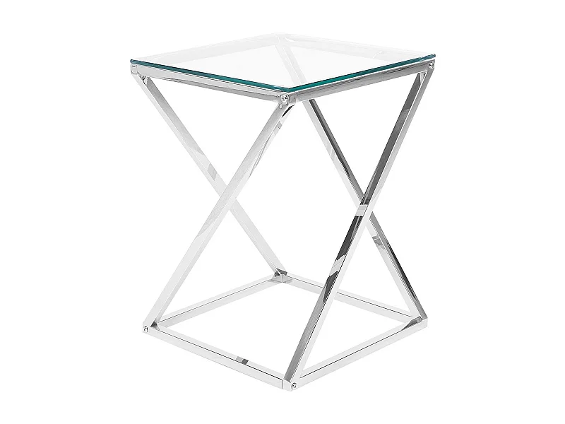 Moderner Beistelltisch Silber aus Metall mit Glasplatte Beverly