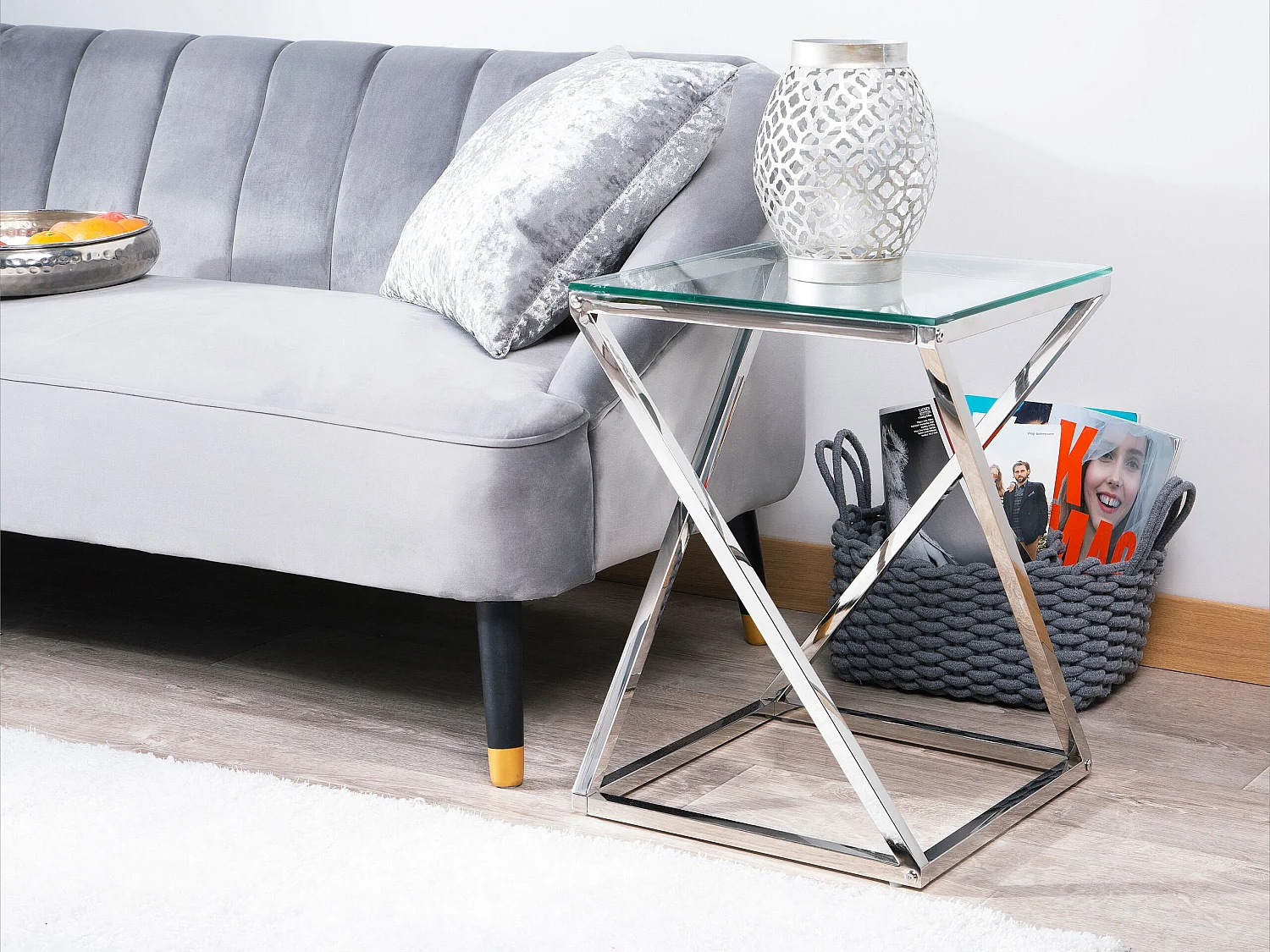 Table d'appoint BEVERLY Verre Argenté