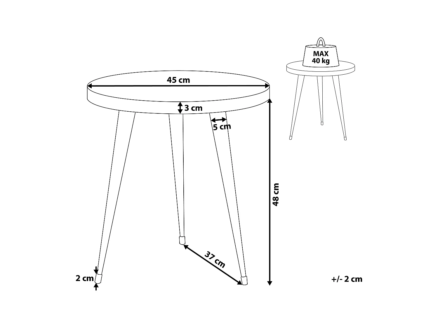 Table d'appoint DETAH Teck Marron foncé