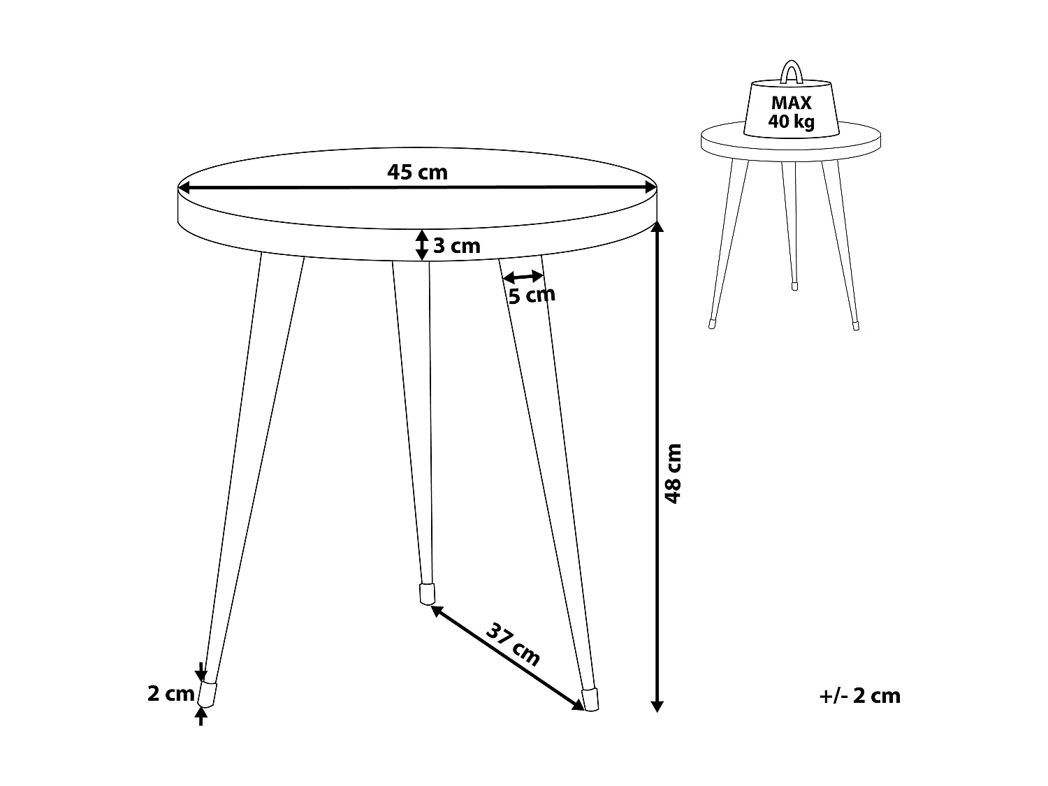 Table d'appoint DETAH Teck Marron foncé