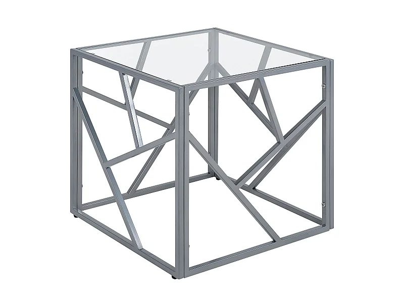 Quadratischer Beistelltisch industrielles Design Glas silber Orland