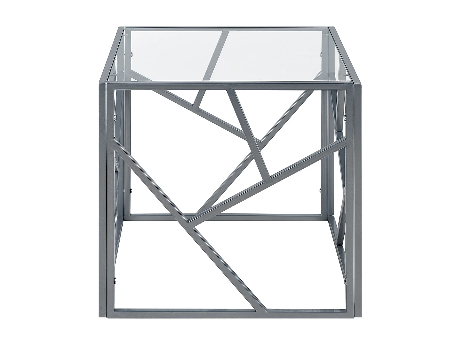 Quadratischer Beistelltisch industrielles Design Glas silber Orland