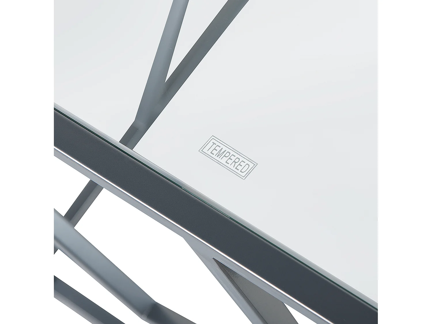 Quadratischer Beistelltisch industrielles Design Glas silber Orland