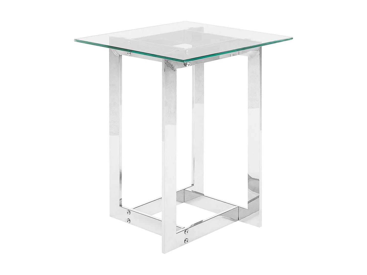 Moderner Beistelltisch Silber aus Metall mit Glasplatte Crystal