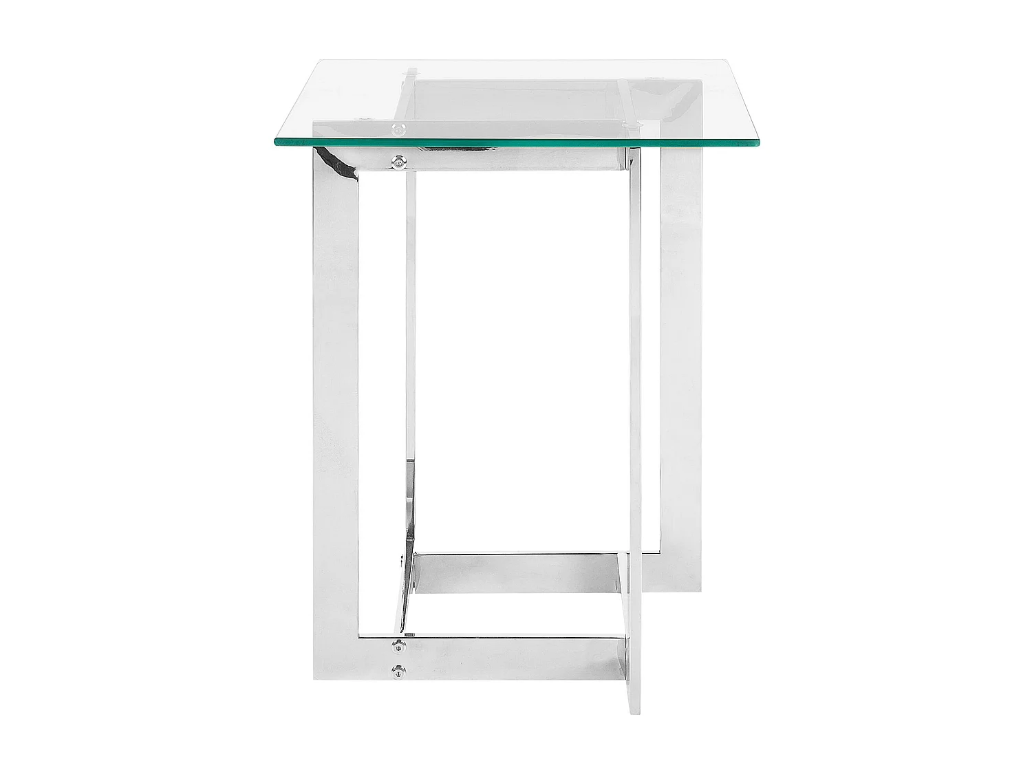 Moderner Beistelltisch Silber aus Metall mit Glasplatte Crystal