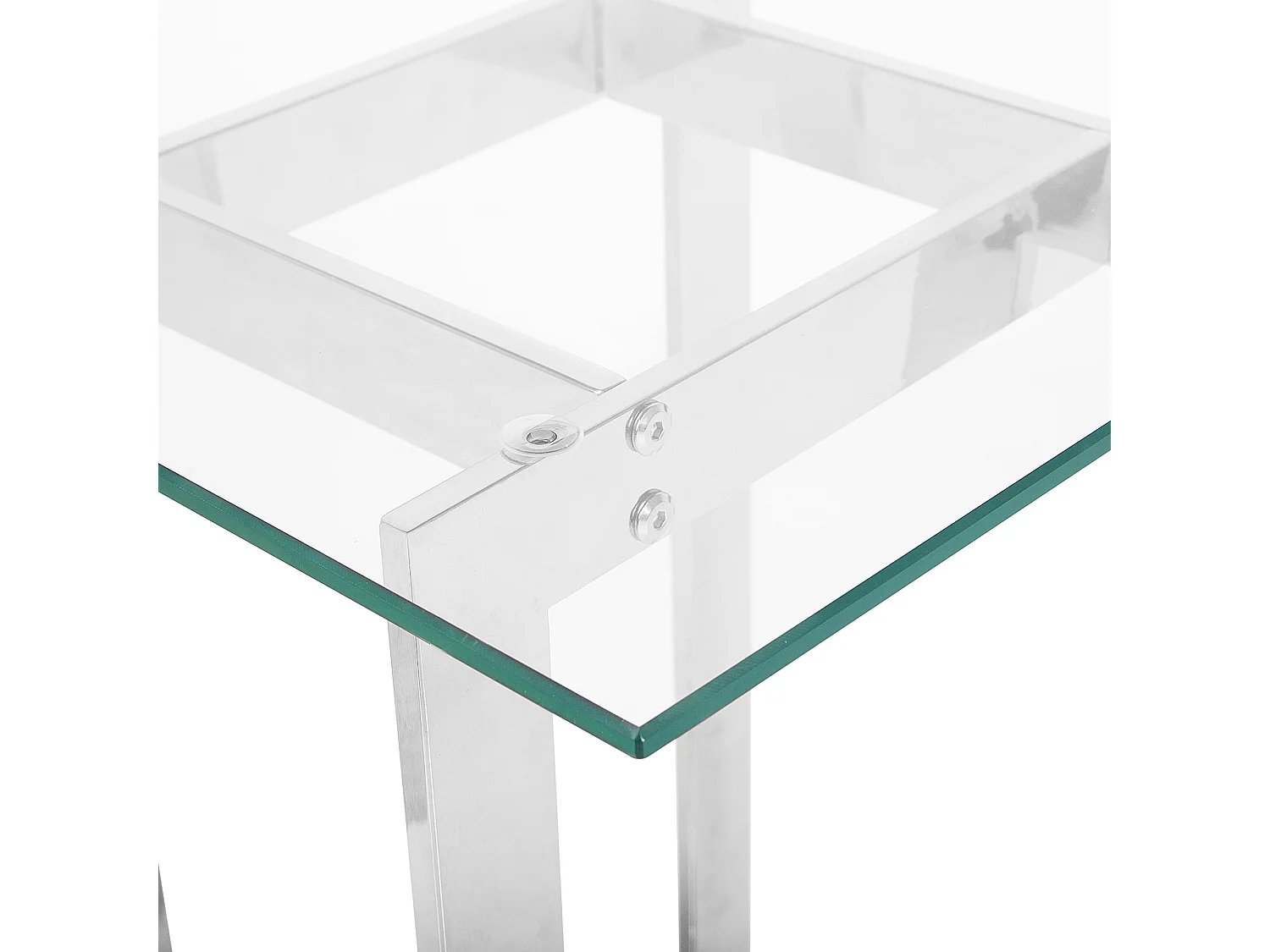 Moderner Beistelltisch Silber aus Metall mit Glasplatte Crystal