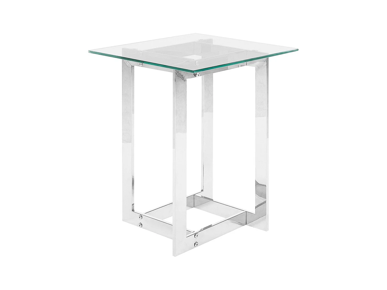 Moderner Beistelltisch Silber aus Metall mit Glasplatte Crystal