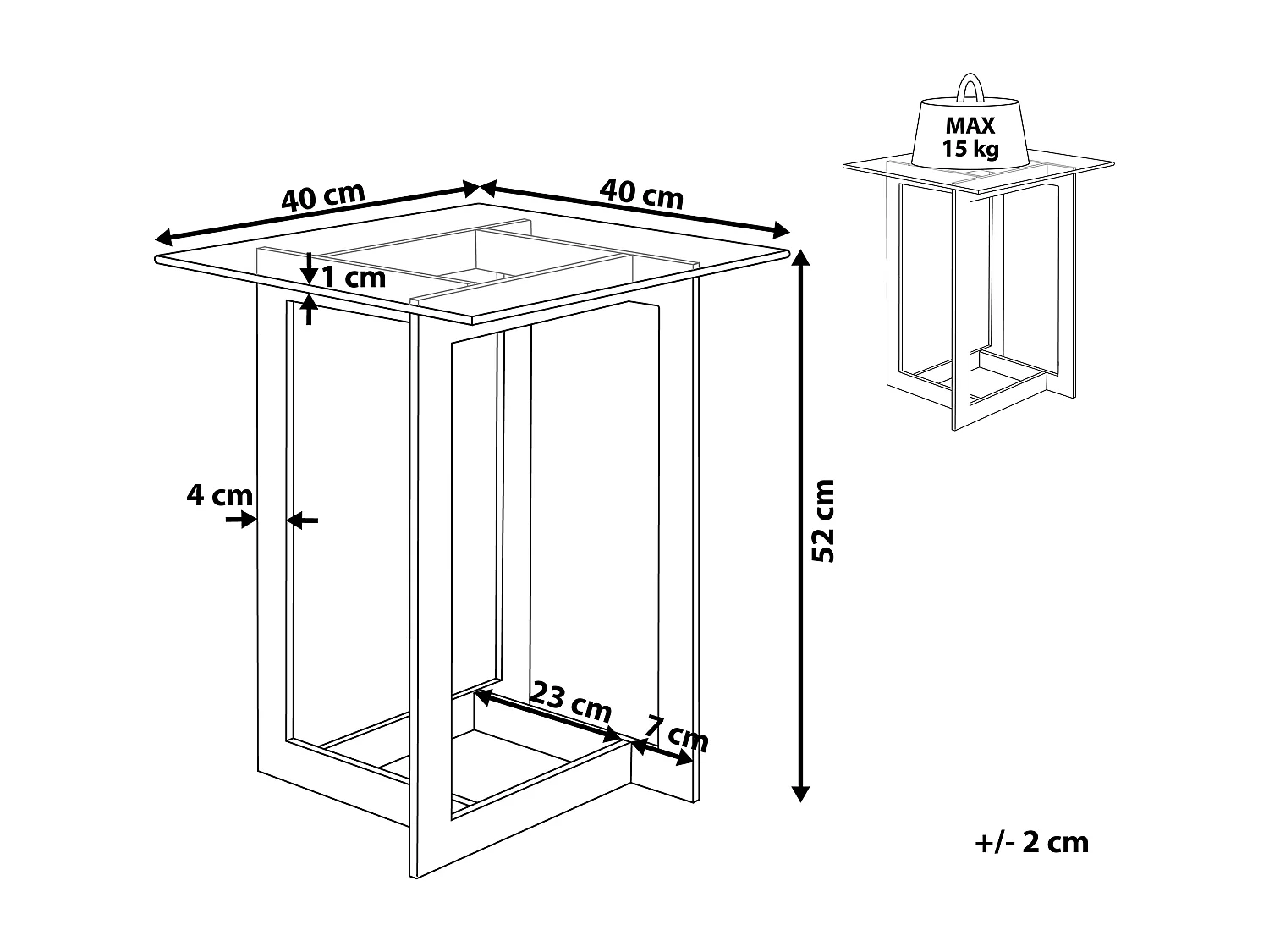 Table d'appoint CRYSTAL Verre de sécurité Argenté