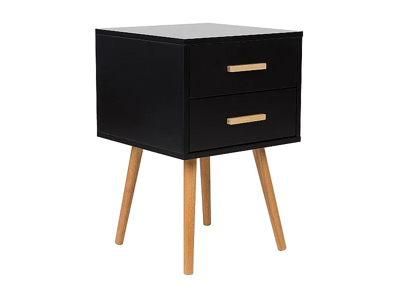 Stilvoller Nachttisch 2 Schubladen schwarz MDF-Platte Alabama