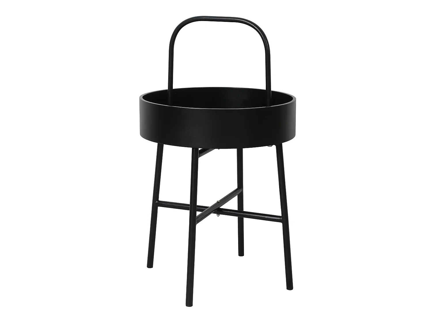 Table auxiliaire Jaipur avec Plateau en MDF Noir et Structure métallique en Noir Mat