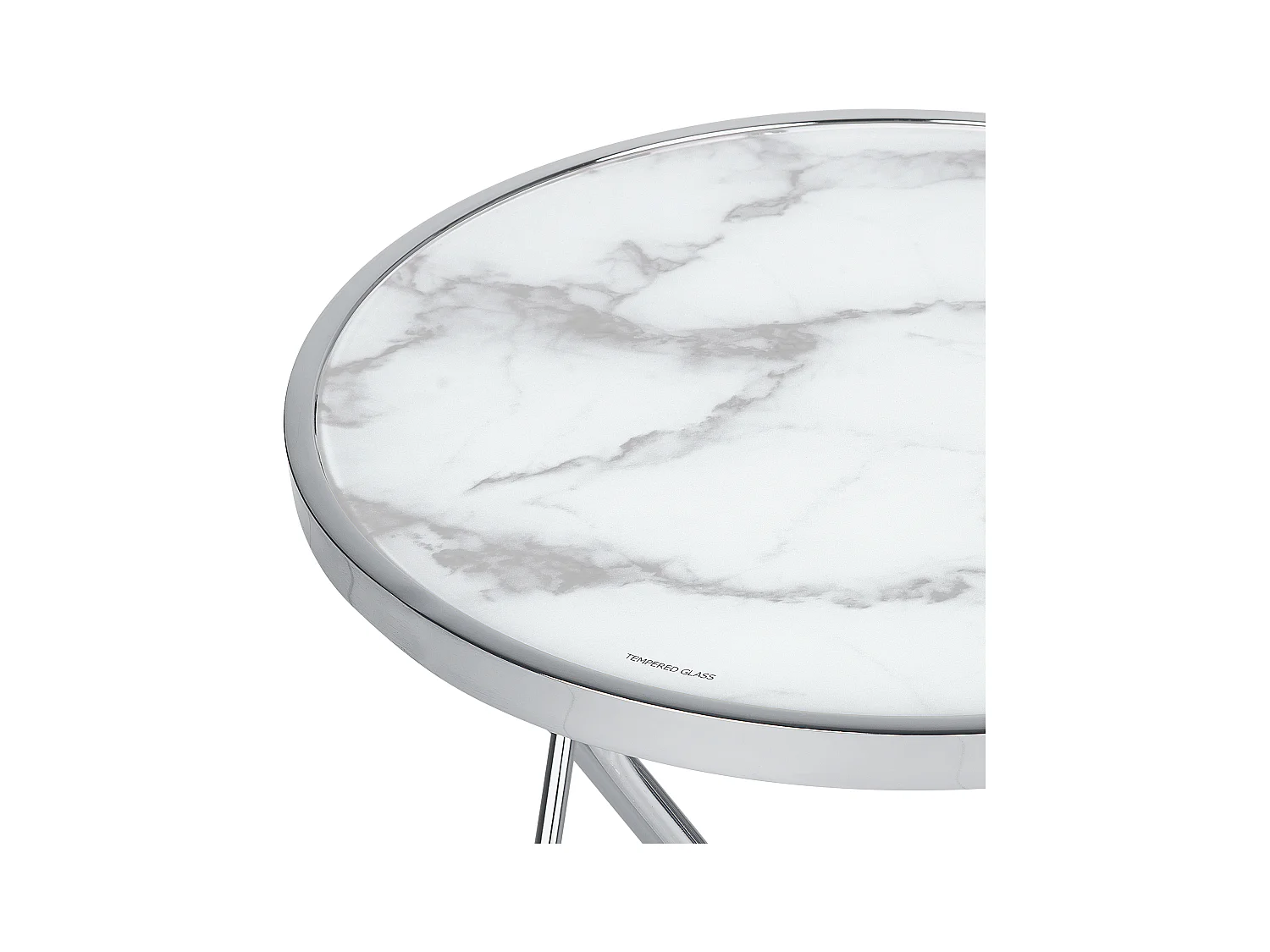 Stolik pomocniczy MERIDIAN Szkło hartowane Marmur/ srebrny