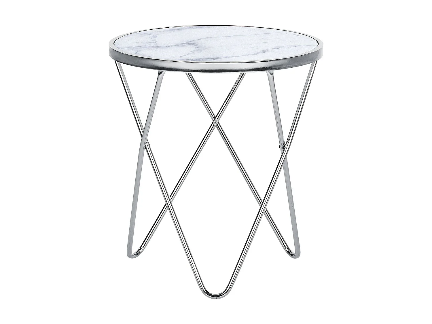 Edler Beistelltisch rund Glas Marmor Optik/silber Meridian II