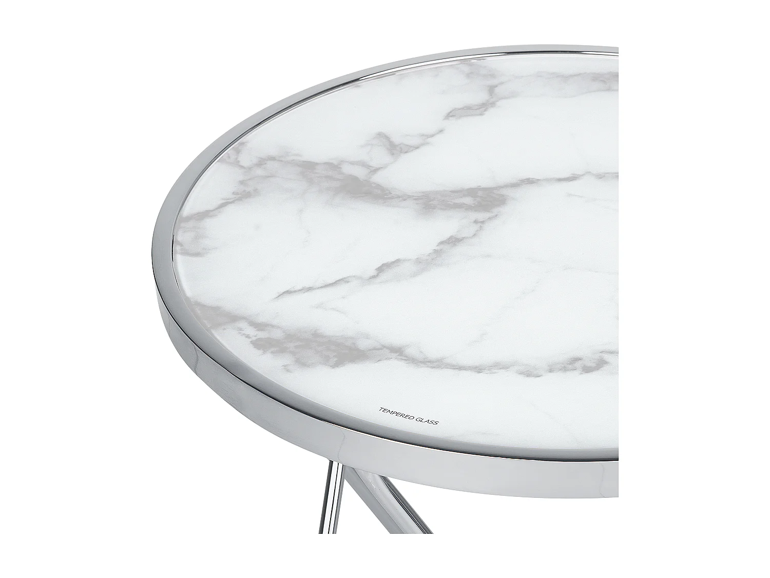 Mesa auxiliar MERIDIAN Vidrio templado Mármol/Plateado