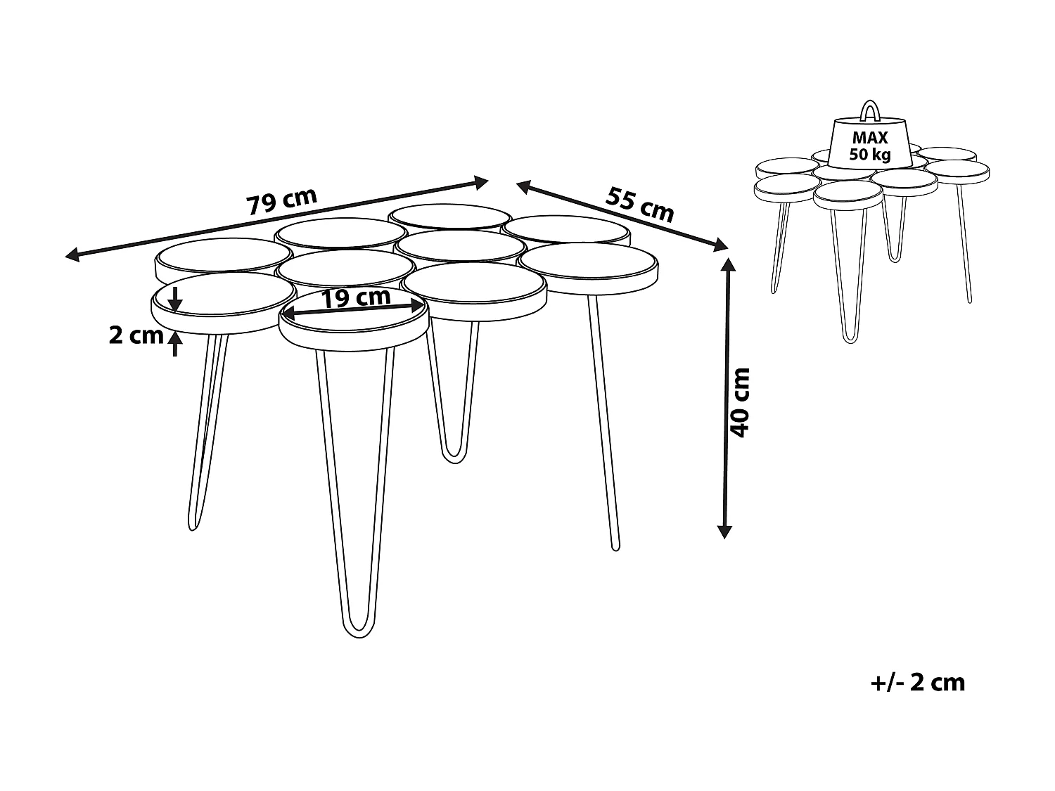 Table d'appoint TIJUANA Bois Marron