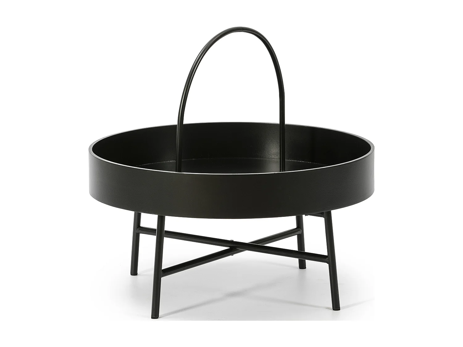 Mesa de Centro Redonda Manila, Tapa de MDF Negro, Estructura metálica