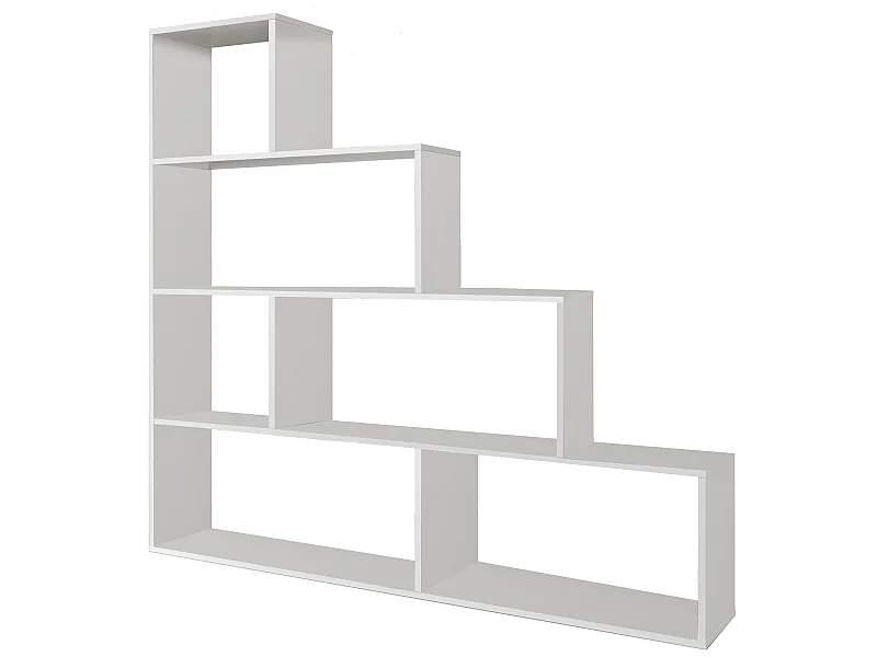 Étagère Bibliothèque Jaén Blanc brillant 6 étagères, pour Salle à Manger ou Bureau