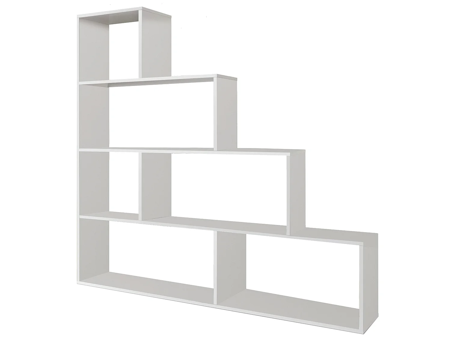 Boekenkast Jaén in glanzend wit met 6 vakken, voor woonkamer of eetkamer.