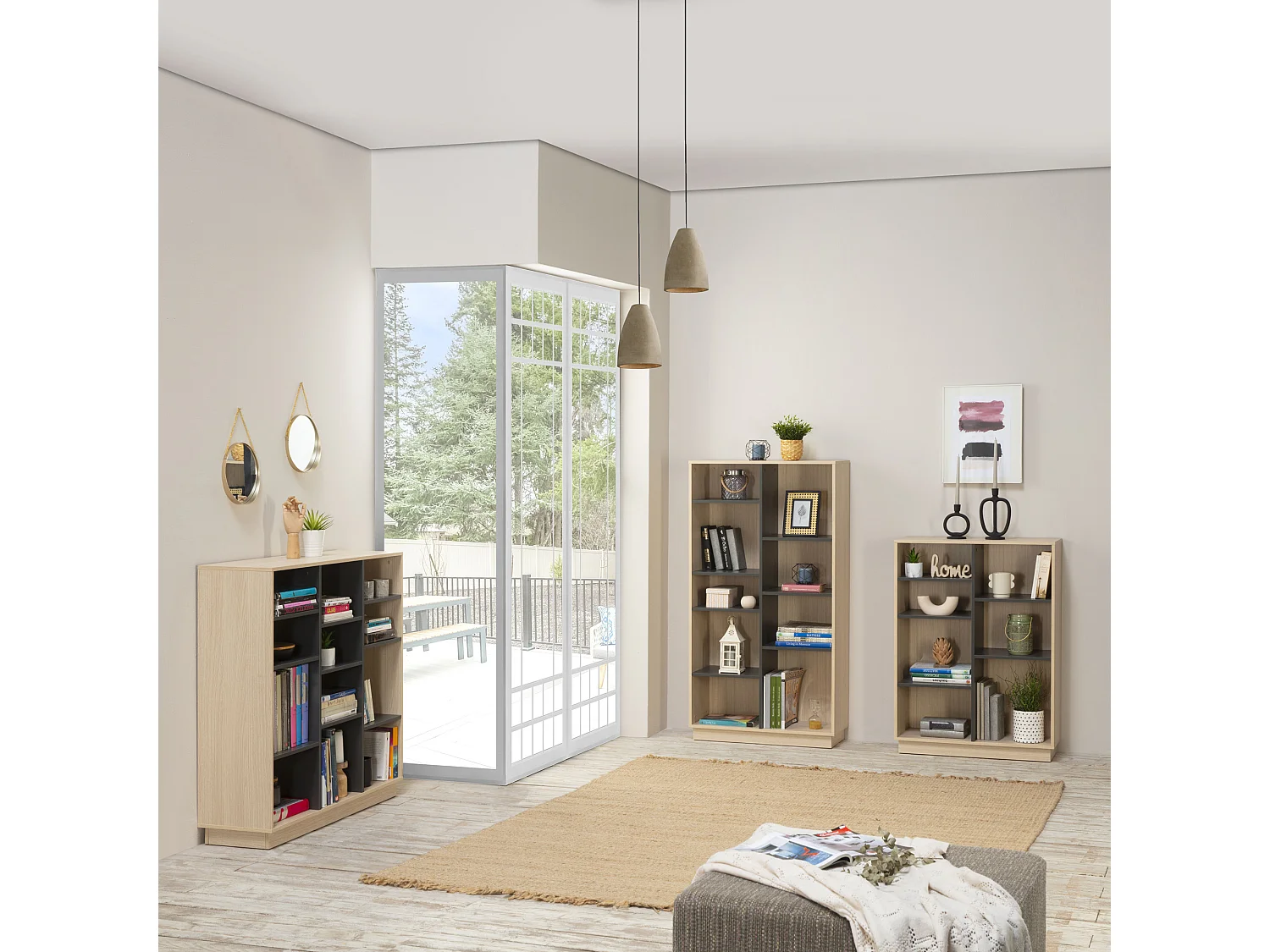 Boekenkast Vigo 150x80 cm, kantoorkast, eiken/grijs van kleur