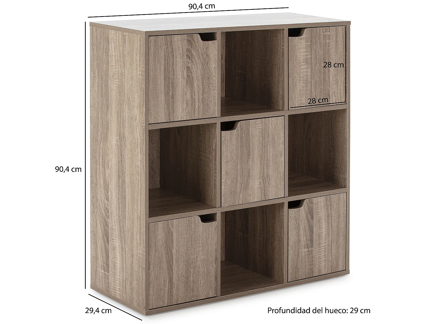 Wandregal Martin, Farbe Eiche 5 Türen