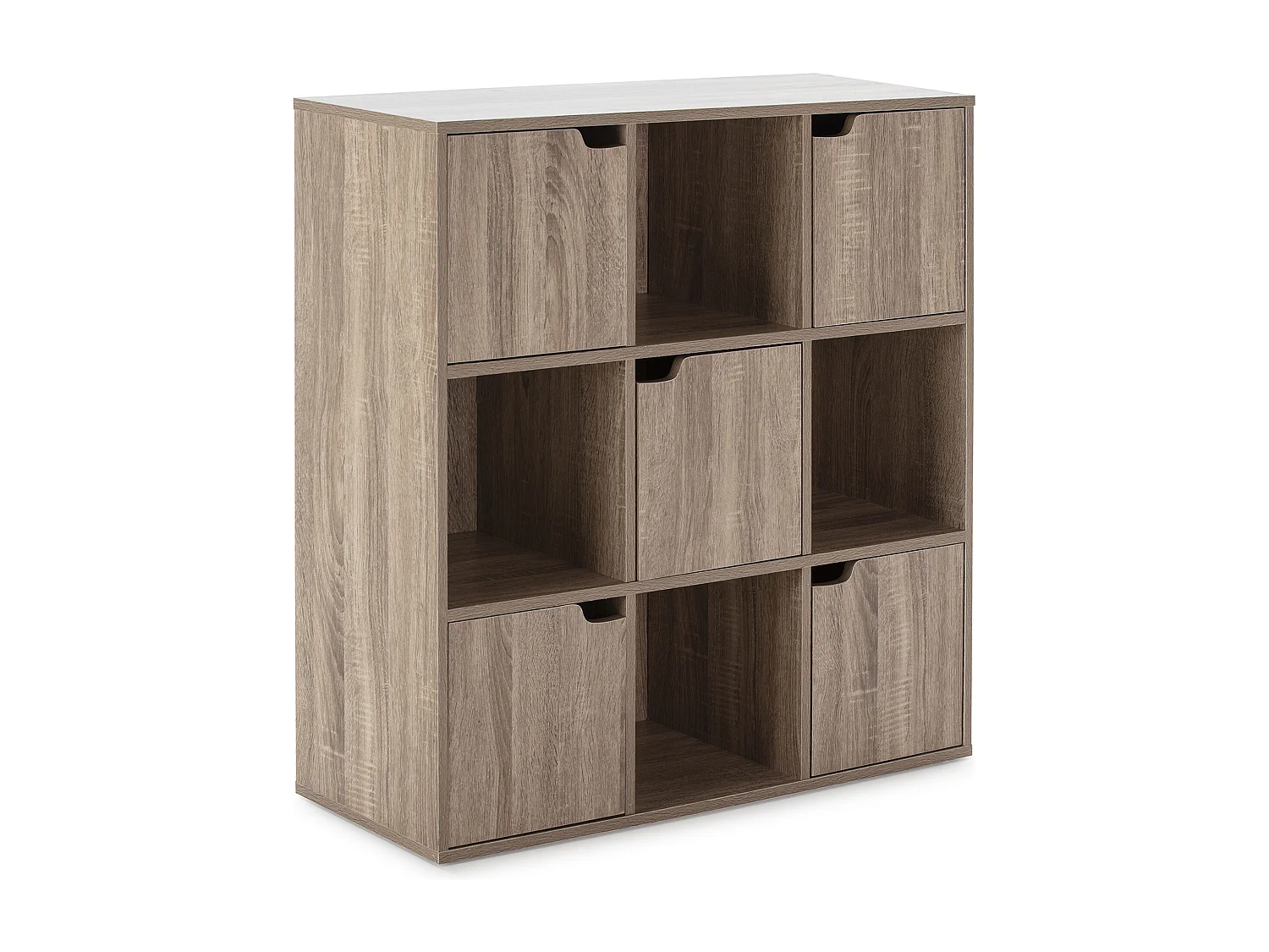 Bureau Étagère Martin de Rangement, Couleur chêne avec 4 Rayons et 5 Portes