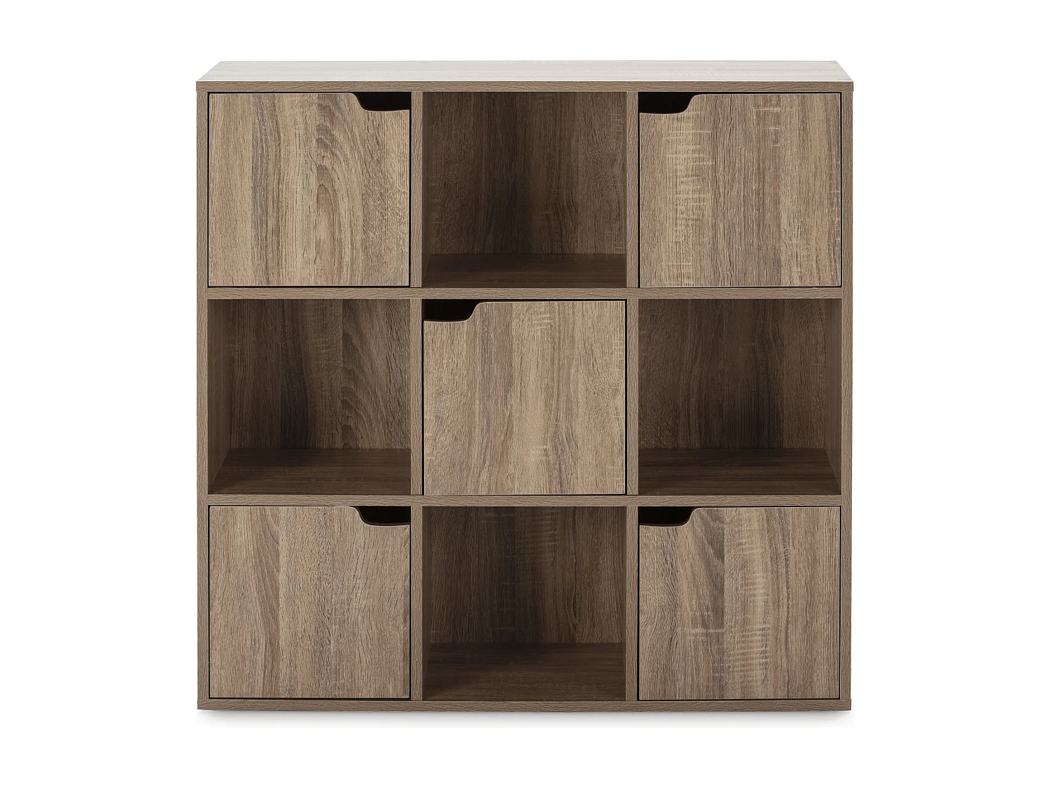 Bureau Étagère Martin de Rangement, Couleur chêne avec 4 Rayons et 5 Portes