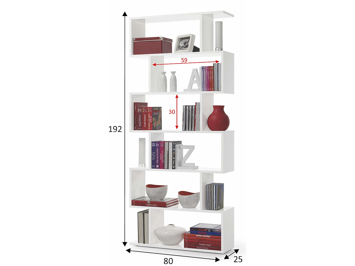 Boekenkast Boekenplank Bologna Hoogglans Wit 12 Vakken, Woonkamer of Kantoor