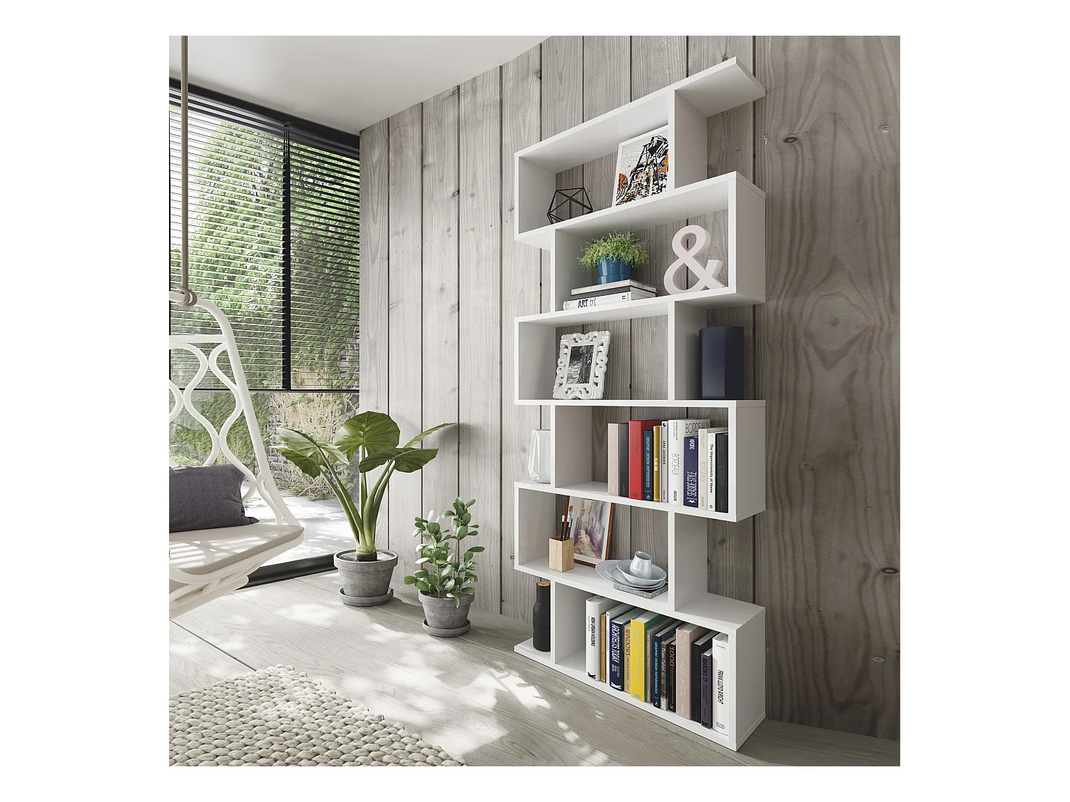 Étagère Bibliothèque Bolonia Couleur Blanche 12 emplacements, pour Salle à Manger ou Bureau