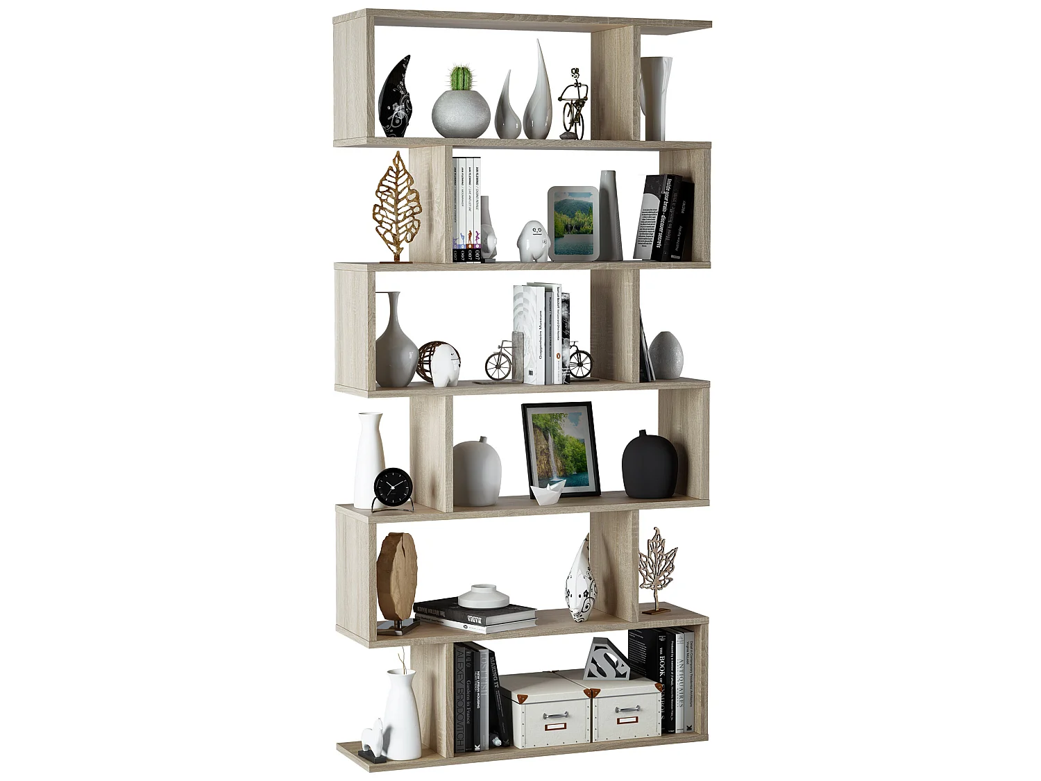 Étagère Bibliothèque Bolonia Couleur Marron 12 emplacements, pour Salle à Manger ou Bureau