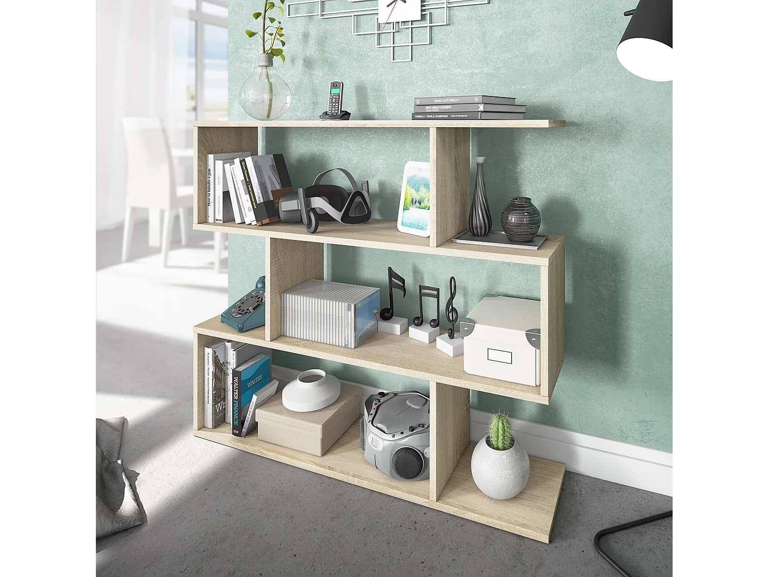 Boekenkast Boekenkast Bologna Kleur Eiken 6 Vakken, voor Woonkamer of Kantoor