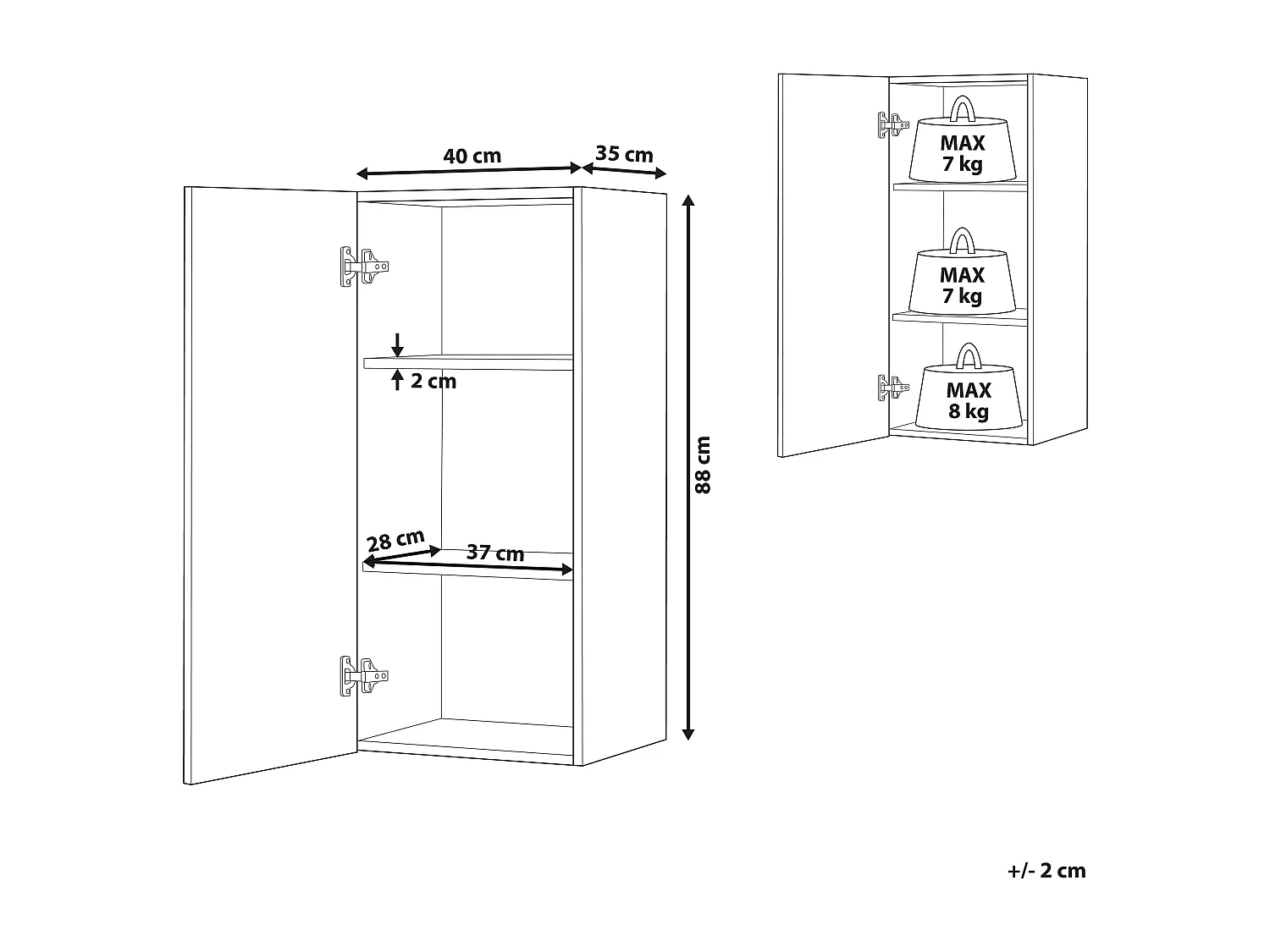 Armario de pared para baño BILBAO 40 cm Blanco