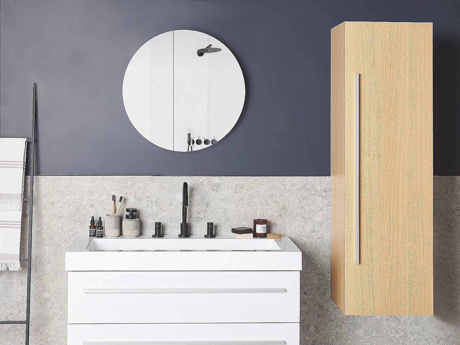 Armadio a muro per il bagno MATARO 40 cm Marrone chiaro