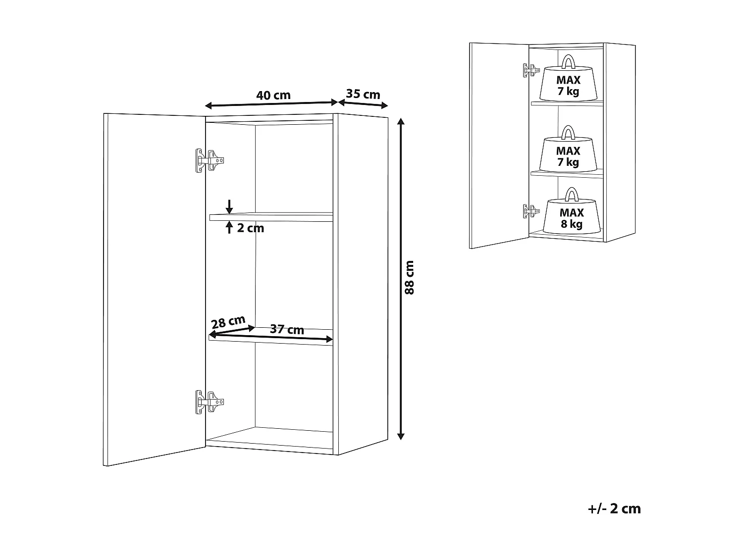 Hangende badkamerkast BILBAO 40 cm Zwart