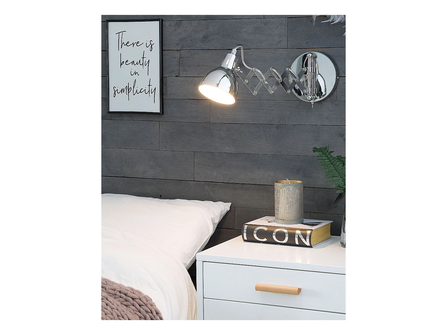 Moderne Wandleuchte in Silber mit flexiblem Arm Harrington