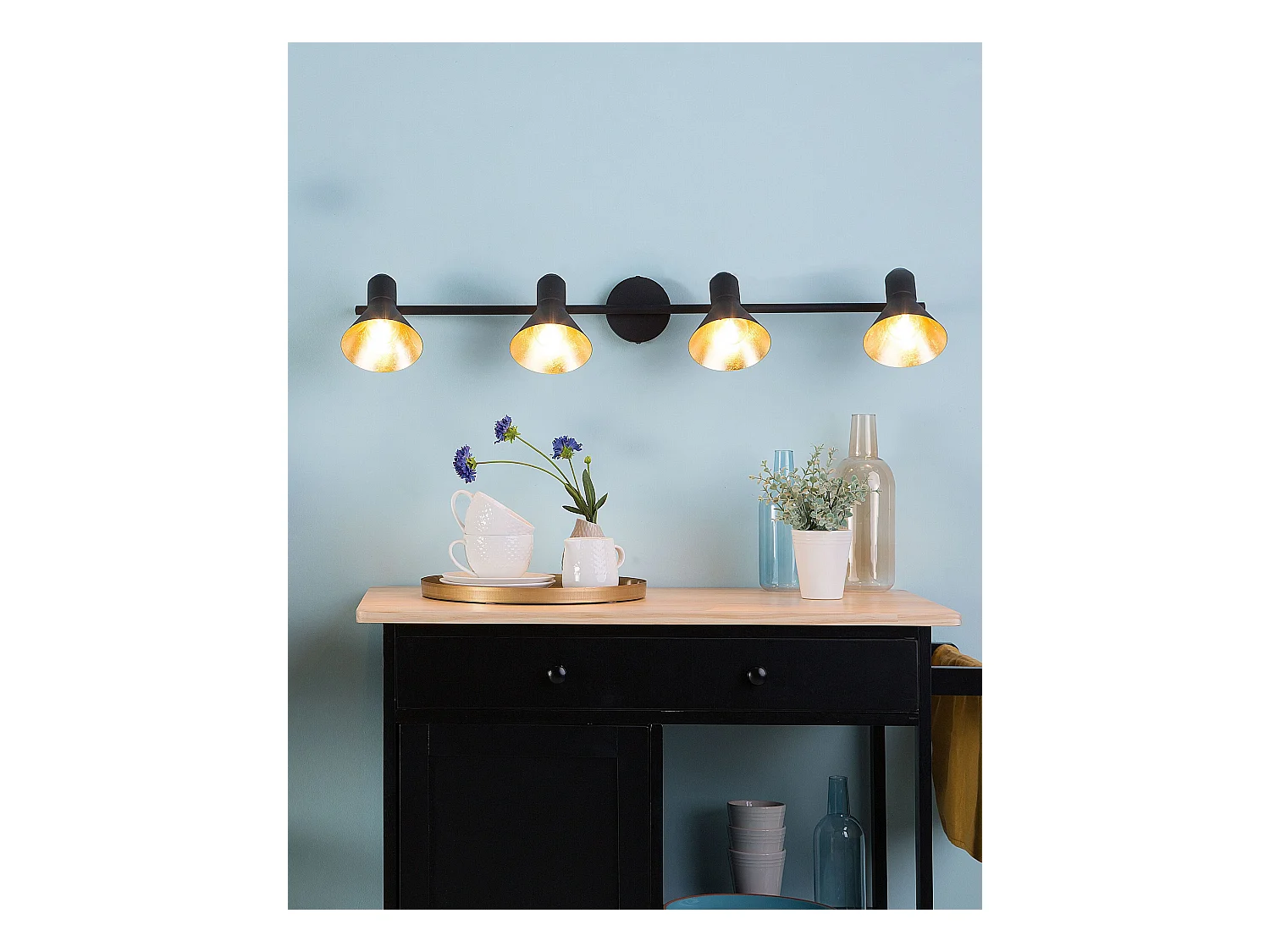 Wandlamp zwart/goud MERSEY IV