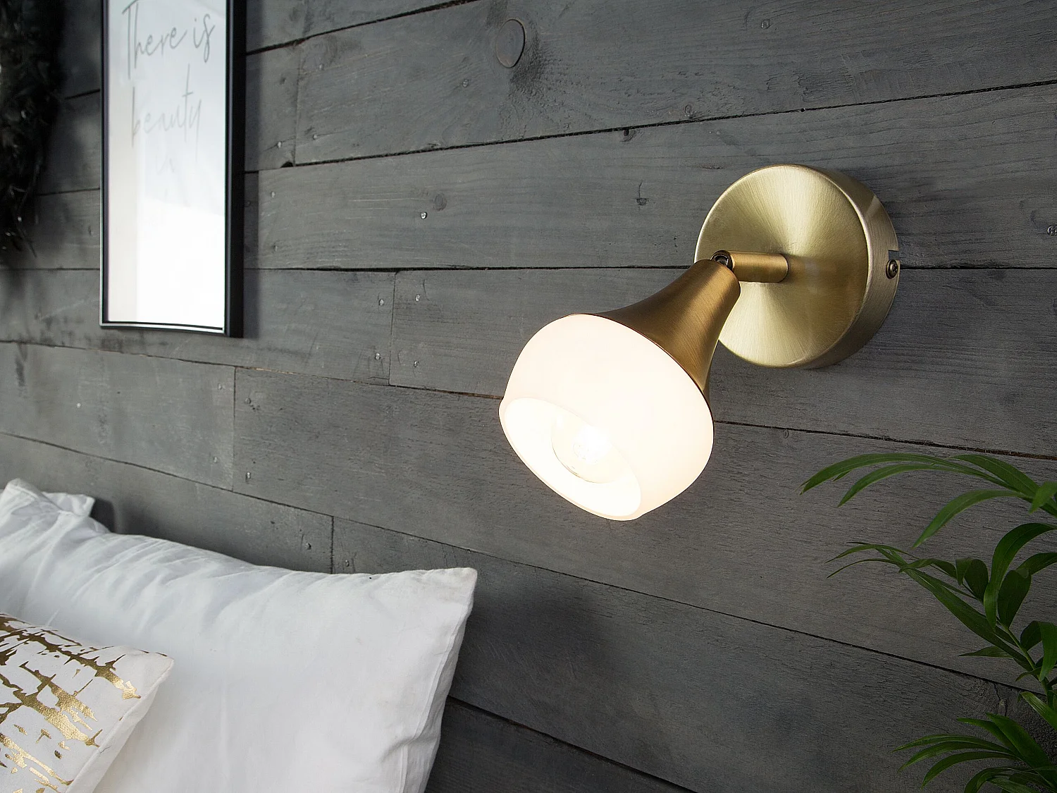 Wandlampe Stahl gold 2er Set industrial Wandleuchte Antler