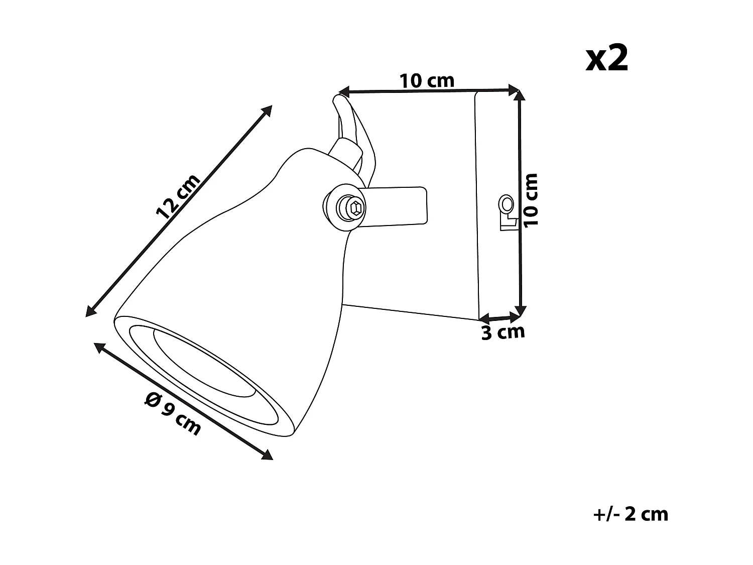 Lot de 2 spots MISTAGO Réglable Béton Gris