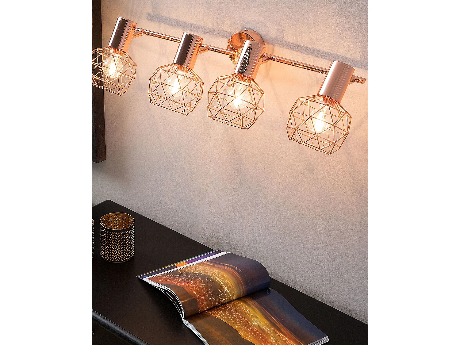 4-lichts spot CHENAB Verstelbaar Metaal Koper