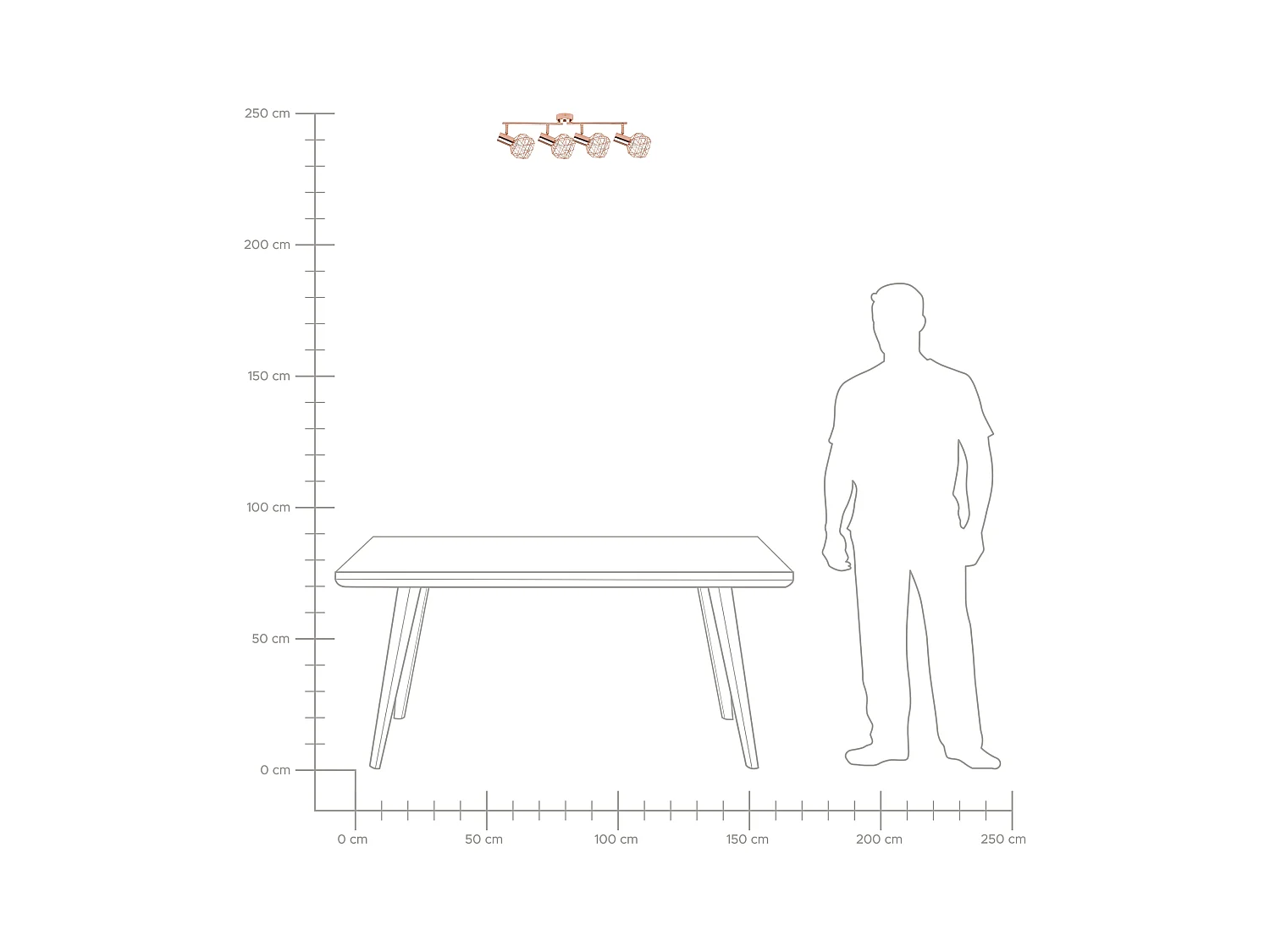 4-lichts spot CHENAB Verstelbaar Metaal Koper