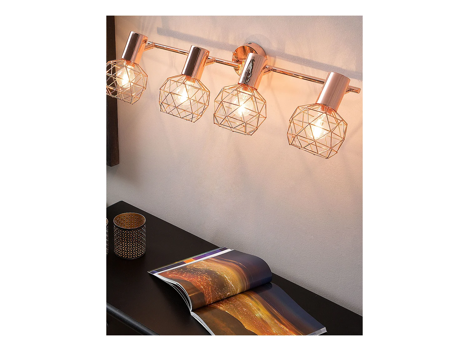 4-lichts spot CHENAB Verstelbaar Metaal Koper