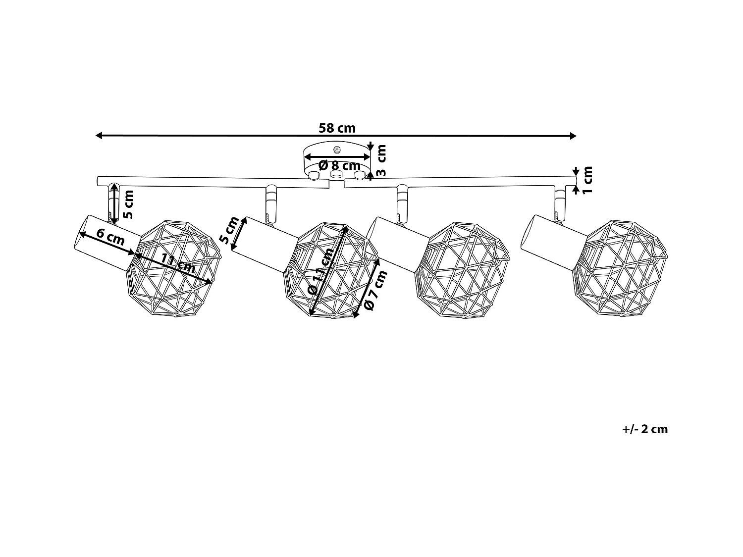 4-lichts spot CHENAB Verstelbaar Metaal Koper
