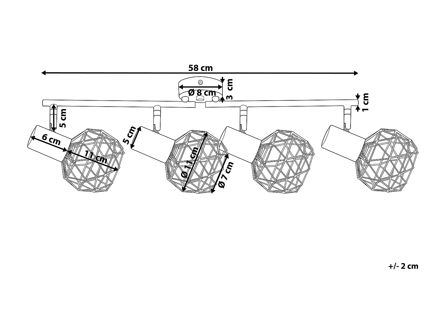 Strahler 4-flammig CHENAB verstellbar Metall Kupfer