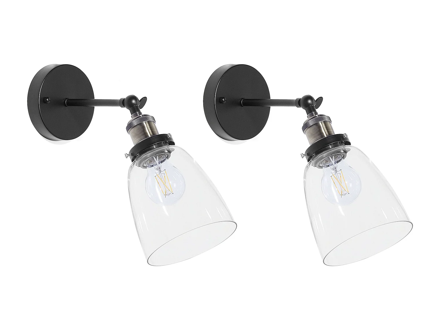 Lot de 2 lampes murales LOVAT Réglable Métal Transparent Noir