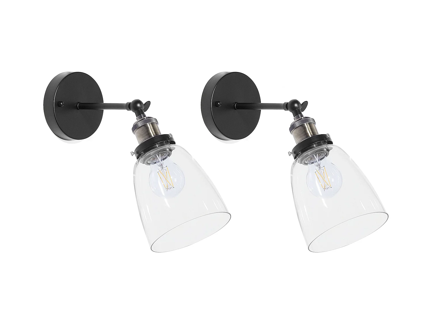 Lot de 2 lampes murales LOVAT Réglable Métal Transparent Noir