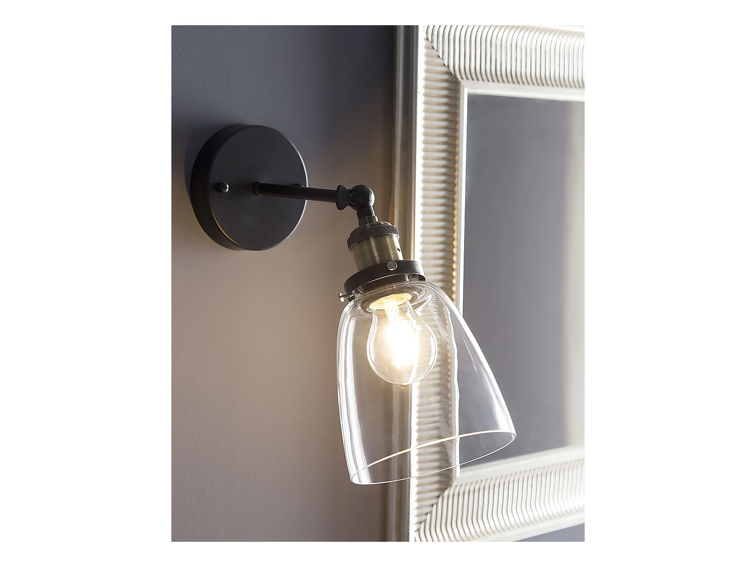 Industrielle Wandlampe 2er Set Metall/Glas schwarz Lovat